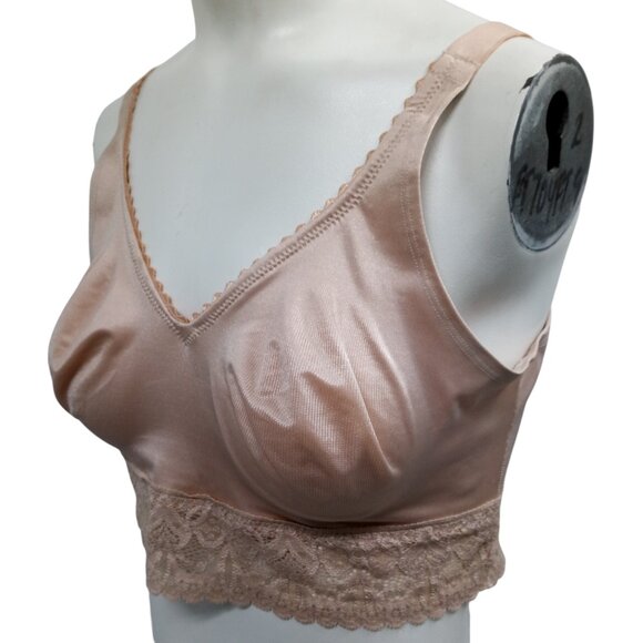 Ruby Ribbon Lace Demiette Bra Bralette Size 36 Beige Pullover Wireless Shaping